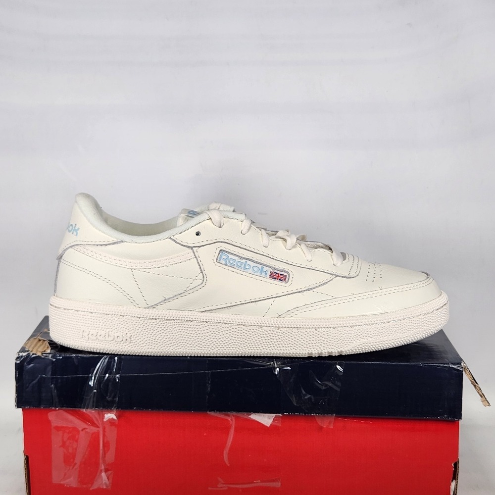 Reebok Club C 85 Sneakers Women Size 8.5 Chalk Zeeblu Leather Tennis Shoes